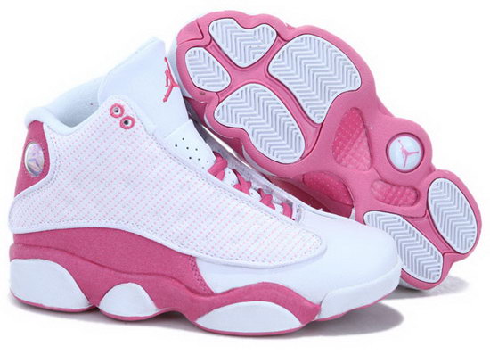 Womens Air Jordan Retro 13 White Pink Factory Outlet